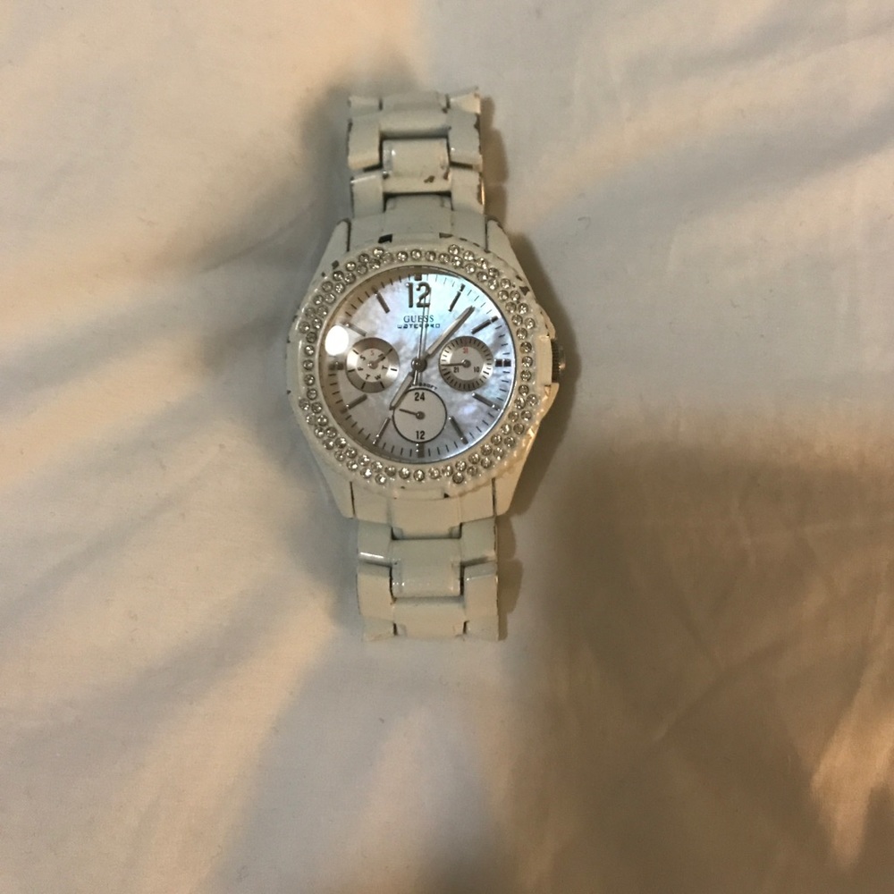 Guess White stainless Steal watch