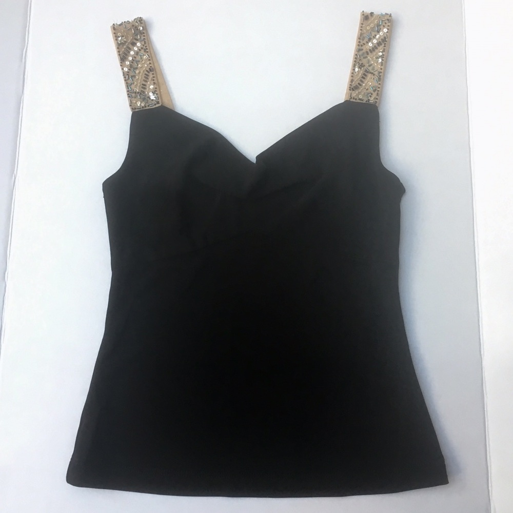 BCBGMaxAzria top with embellished shoulder straps