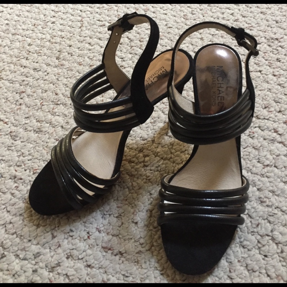 Michael kors black strappy heels