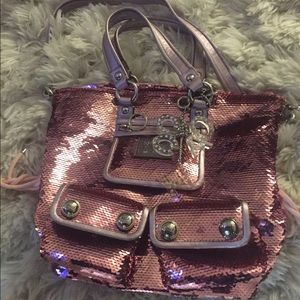 Light pink coach sequin poppy bag
