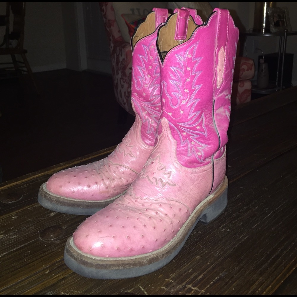 Retired Pink Ostrich Lucchese Boots