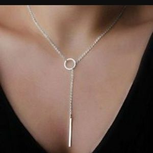 STERLING SILVER LAYERING CIRCLE AND BAR LARIAT