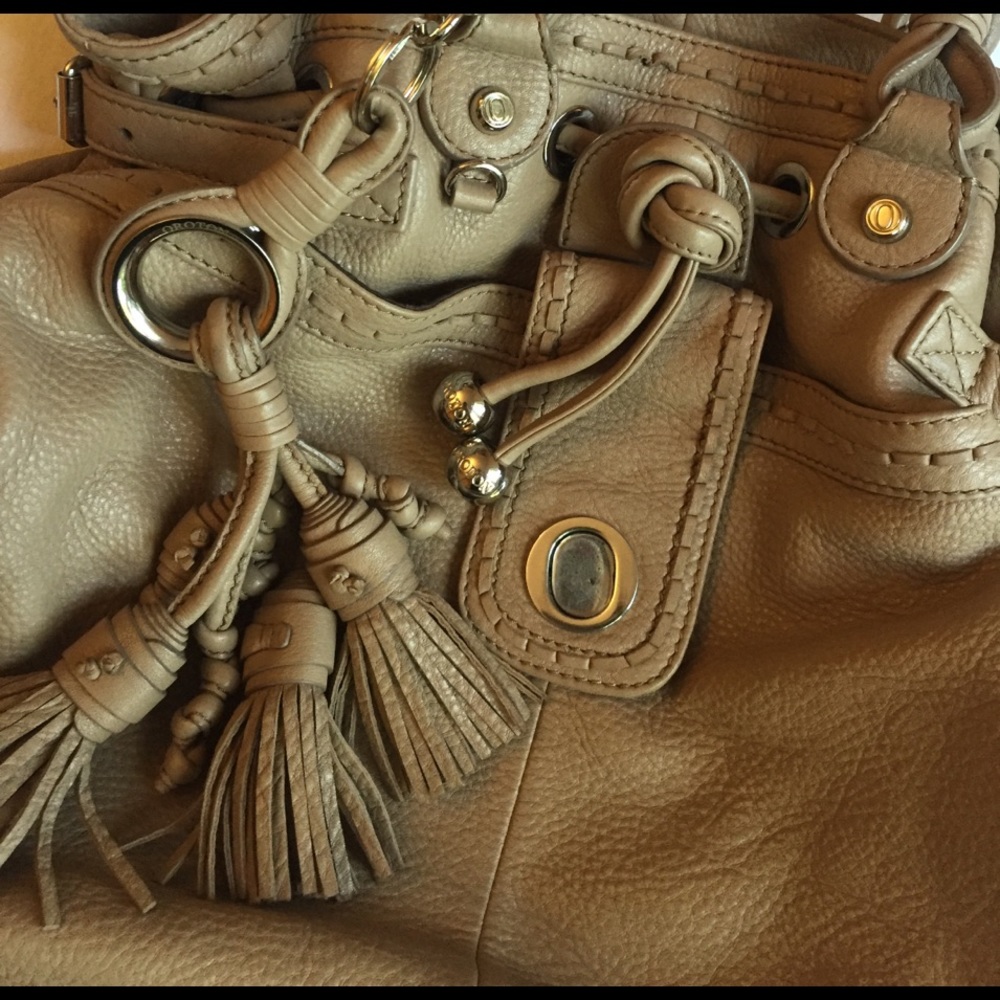 Oroton boho tote soft tan leather