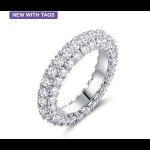 18K White Gold 3-Row Eternity Ring