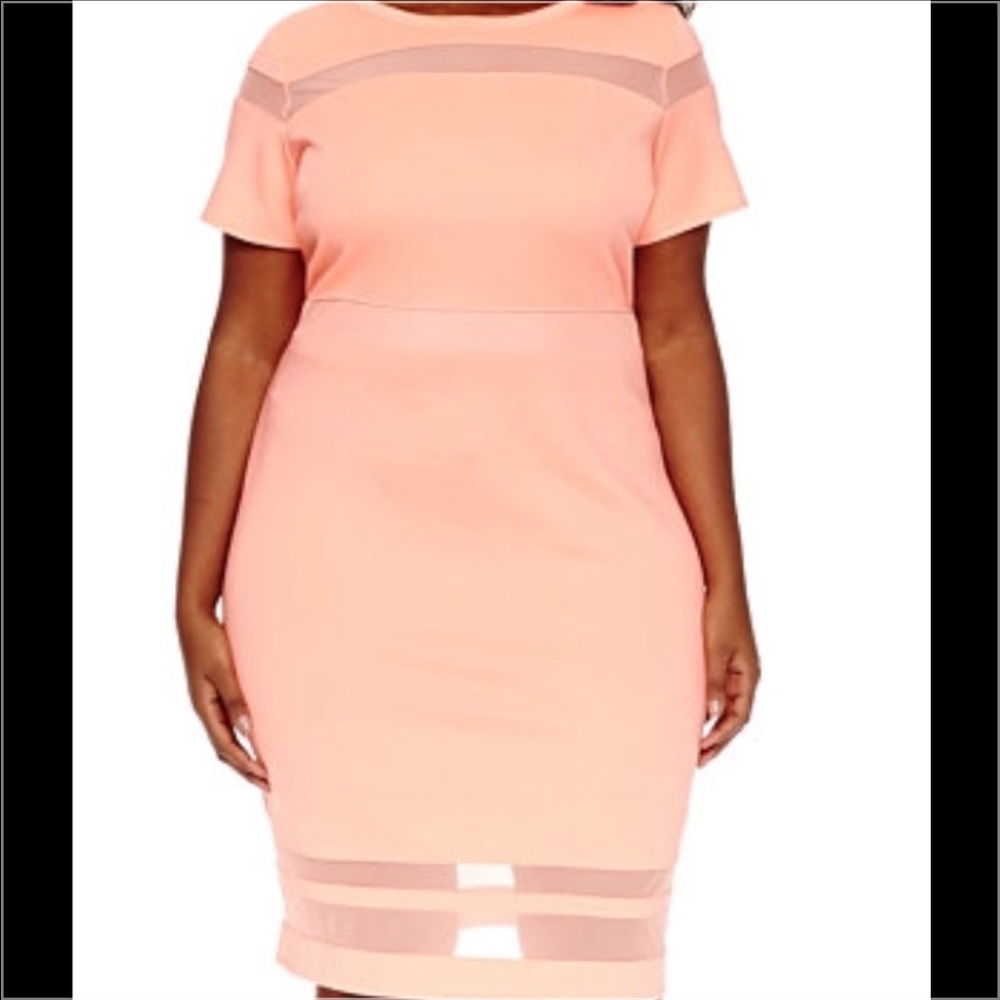 Dress is a Neon Coral Color as pictured