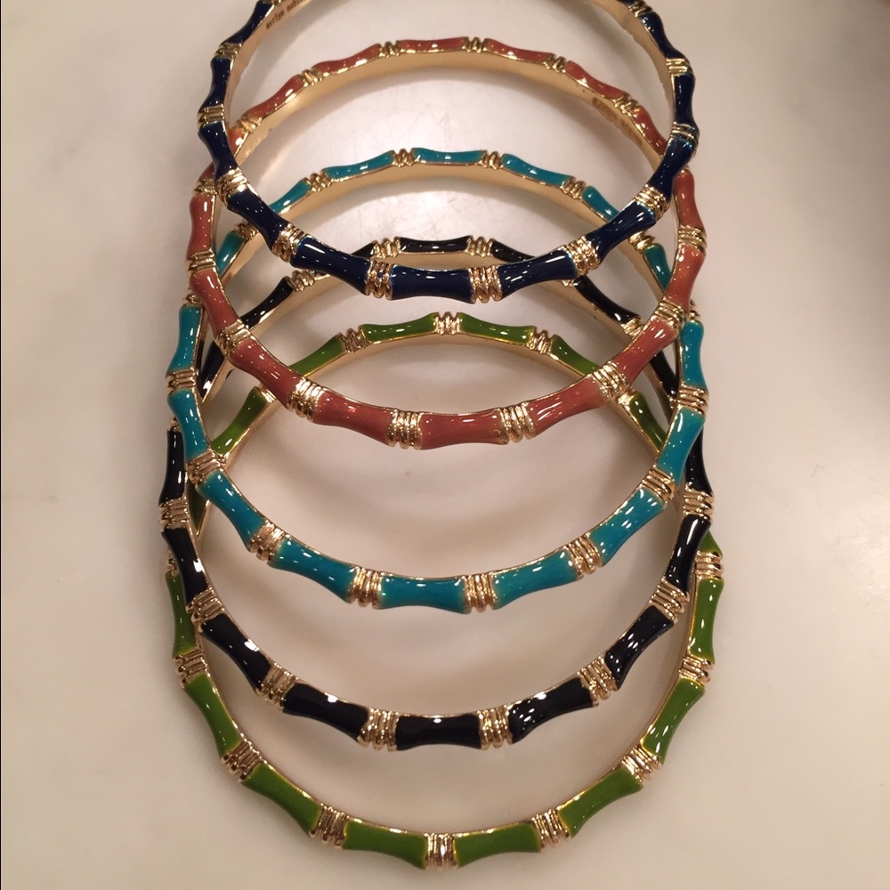 Marlyn Schiff set of enamel bangles. Set of 5.