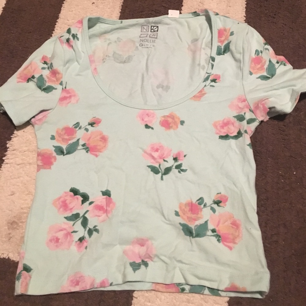 Light blue floral crop top