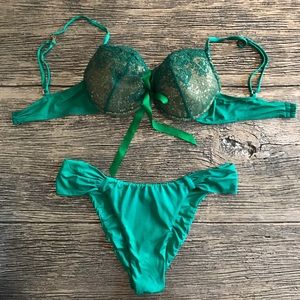 Beach Bunny Mermaid Green Lace Sequin Bikini 👙