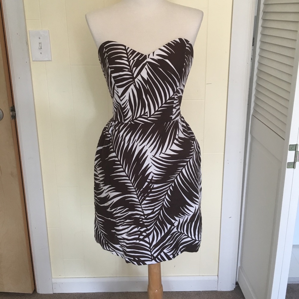 Milly fern print strapless dress