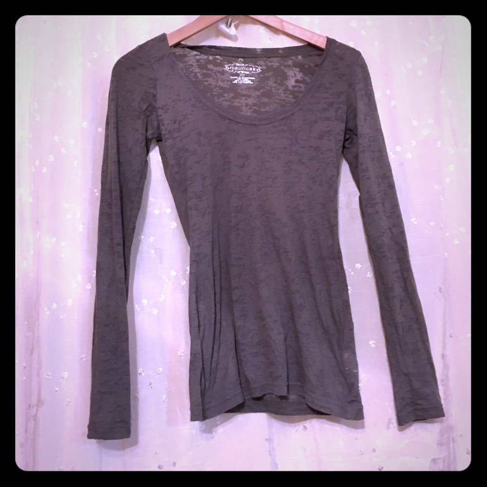 Maurice's xs olive green semi sheer top