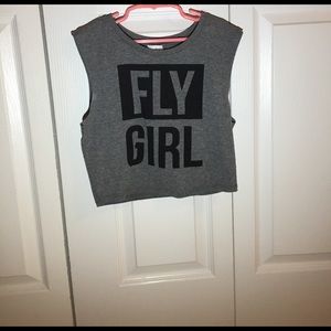 Grey muscle tank crop top