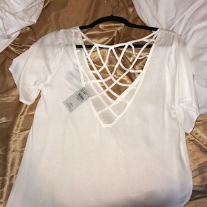 Lace up back buckle top