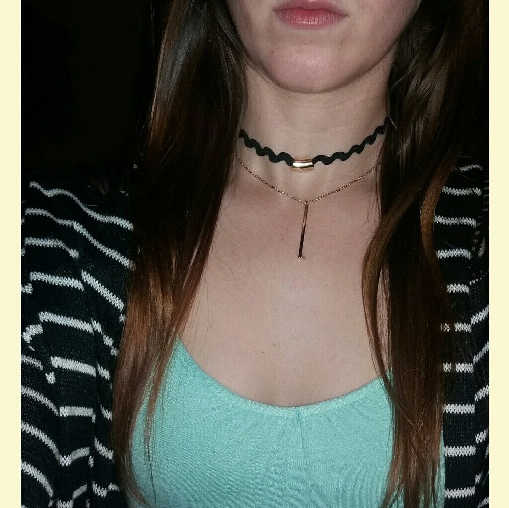 2 Layer Black and Gold Choker