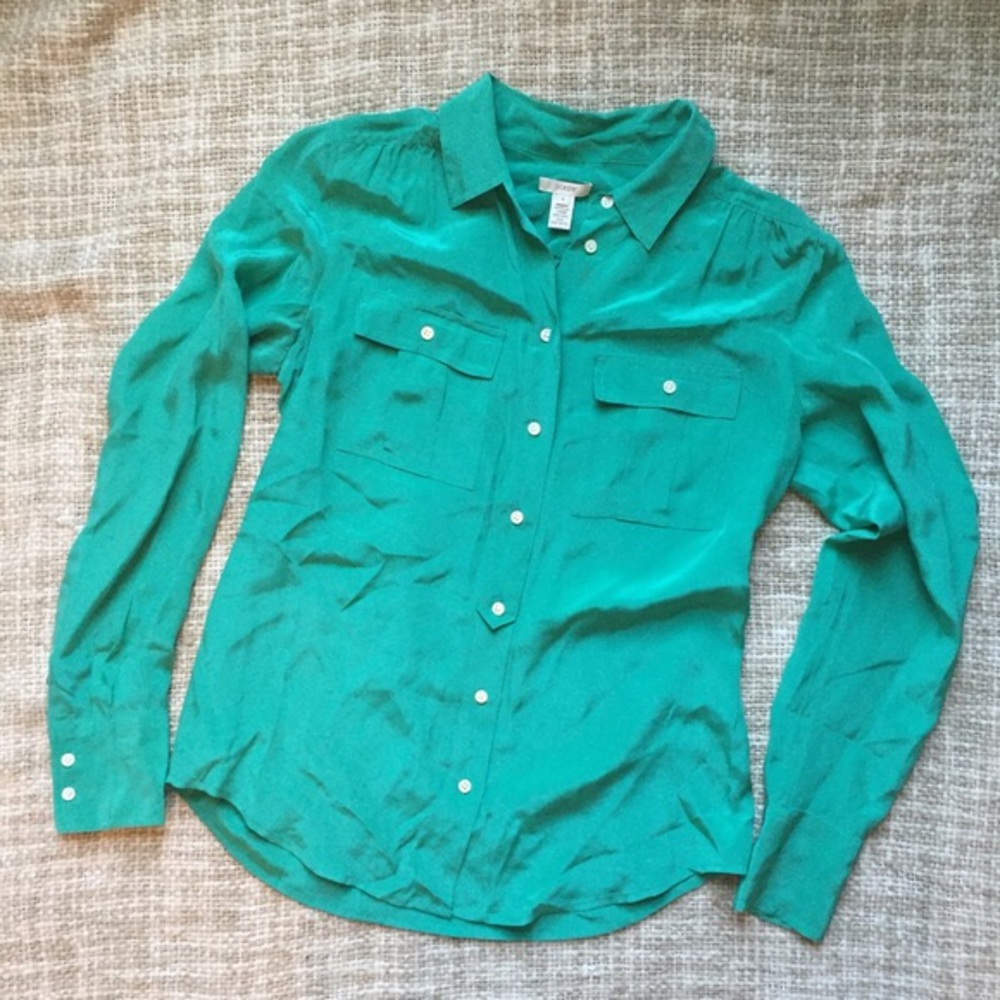 J. Crew Silk Button Down