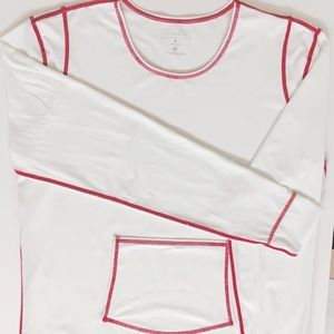 Athleta white &pink long-sleeved rash guard top M