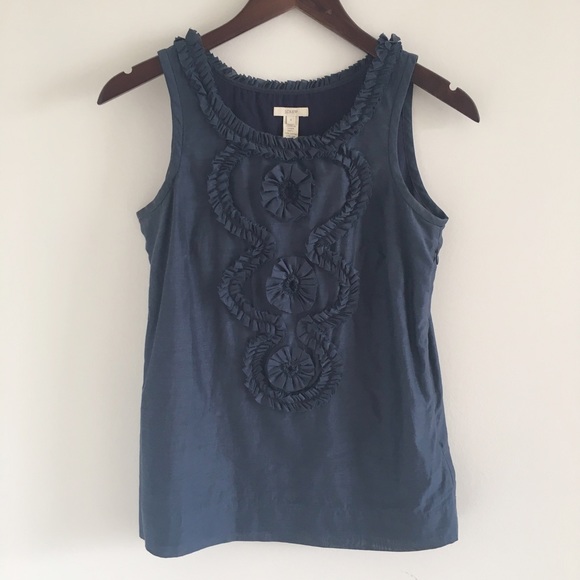 J. Crew Tops - J. Crew Cotton-Silk Ruffle Swirl Tank in Blue