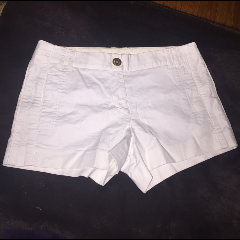 Tory Burch White Shorts with Gold Buckle
