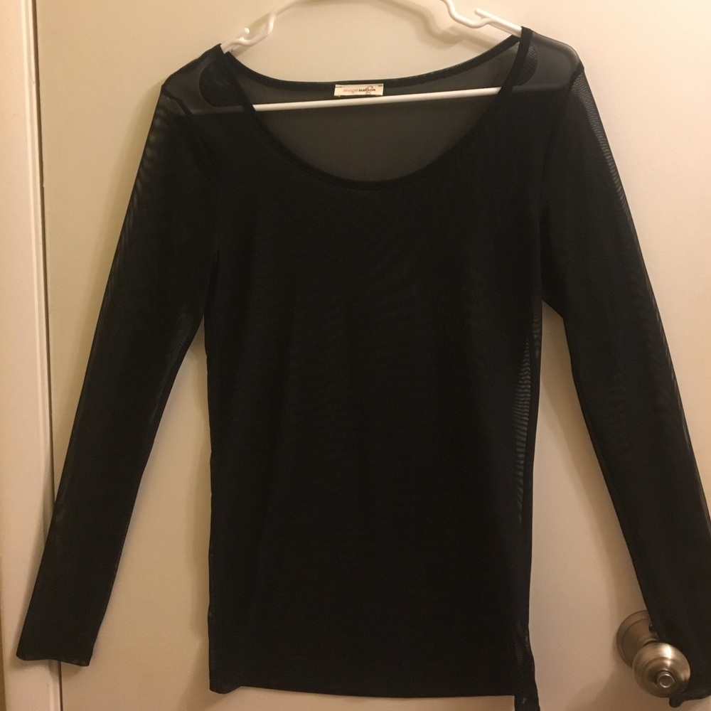 3 sheer long sleeve blouses
