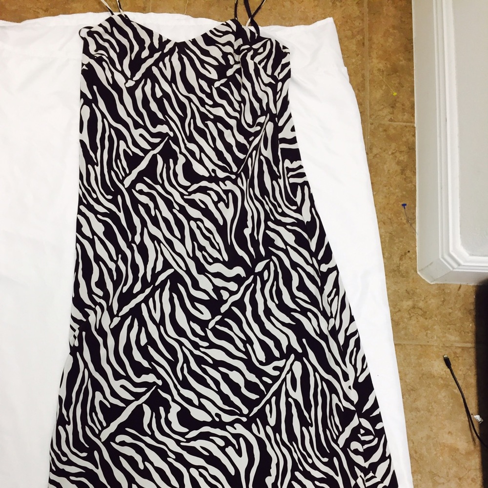 INC Brown and cream 100% Silk maxi dress Sz 12