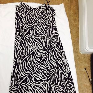 INC Brown and cream 100% Silk maxi dress Sz 12