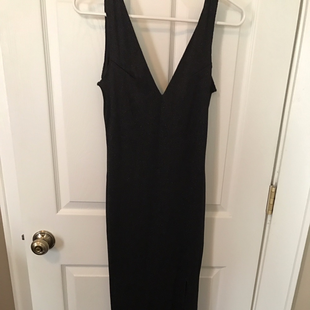 Backless black shimmer dress