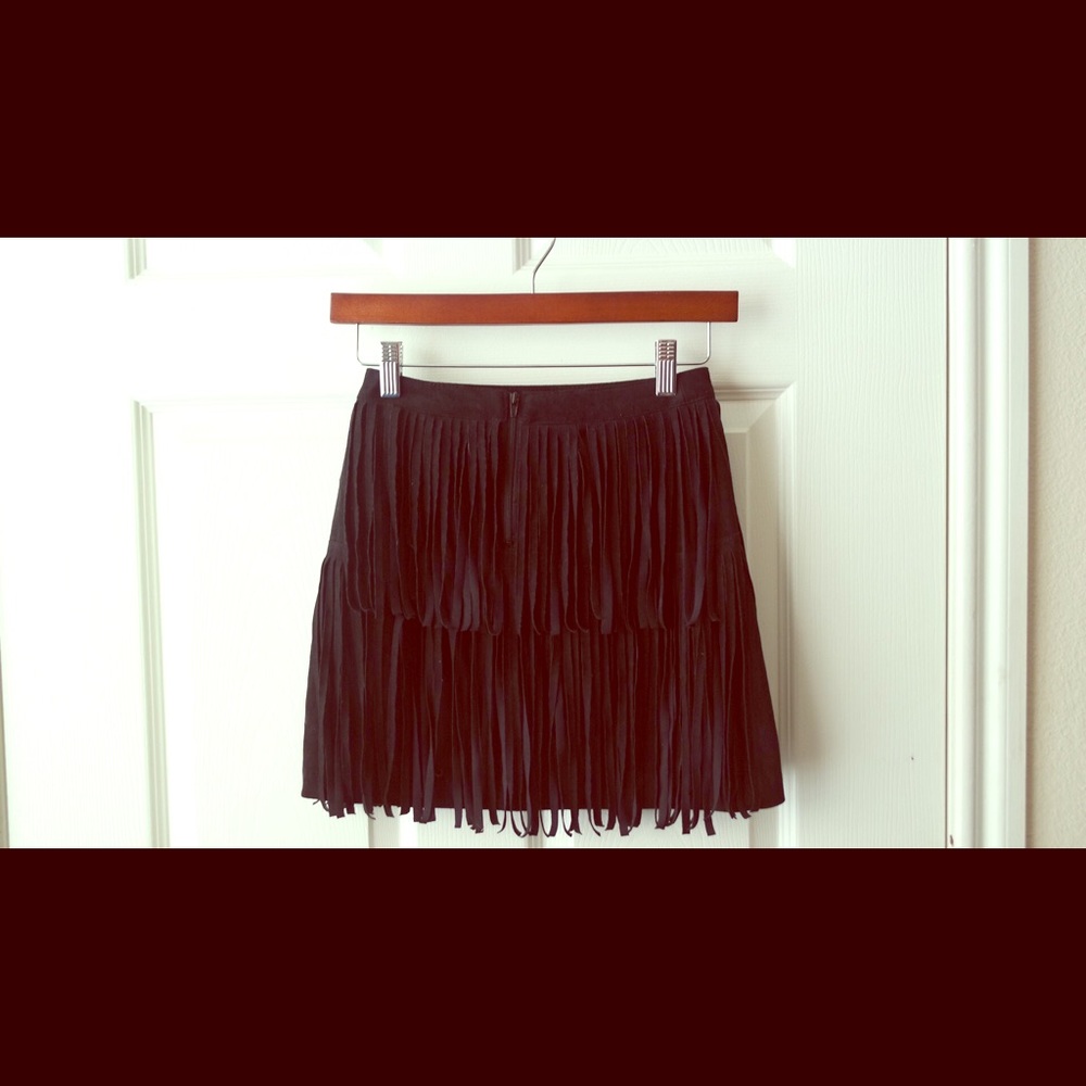 Black Mini Skirt with Tassels