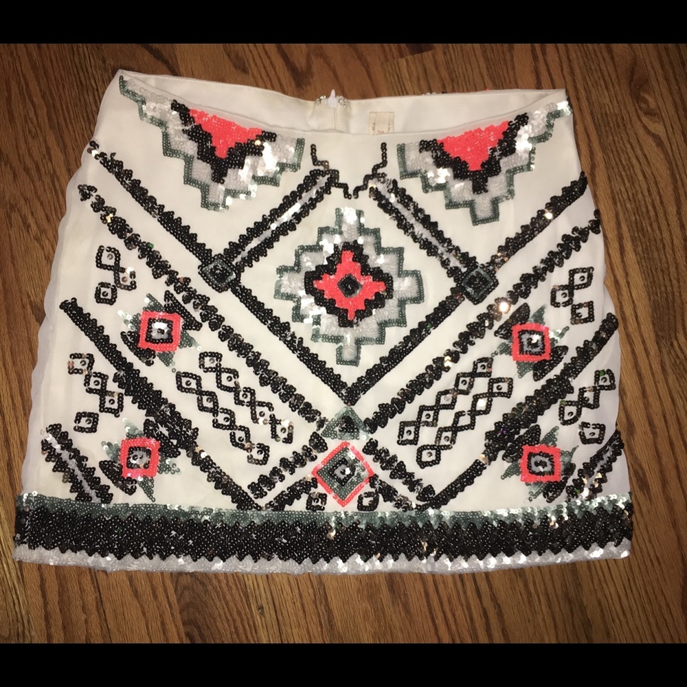 AZTEC SEQUIN CHIFFON MINI SKIRT