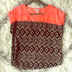 Coral & Aztec Print Blouse 👚