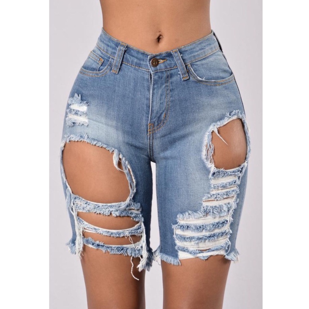 Light wash distressed Jean shorts