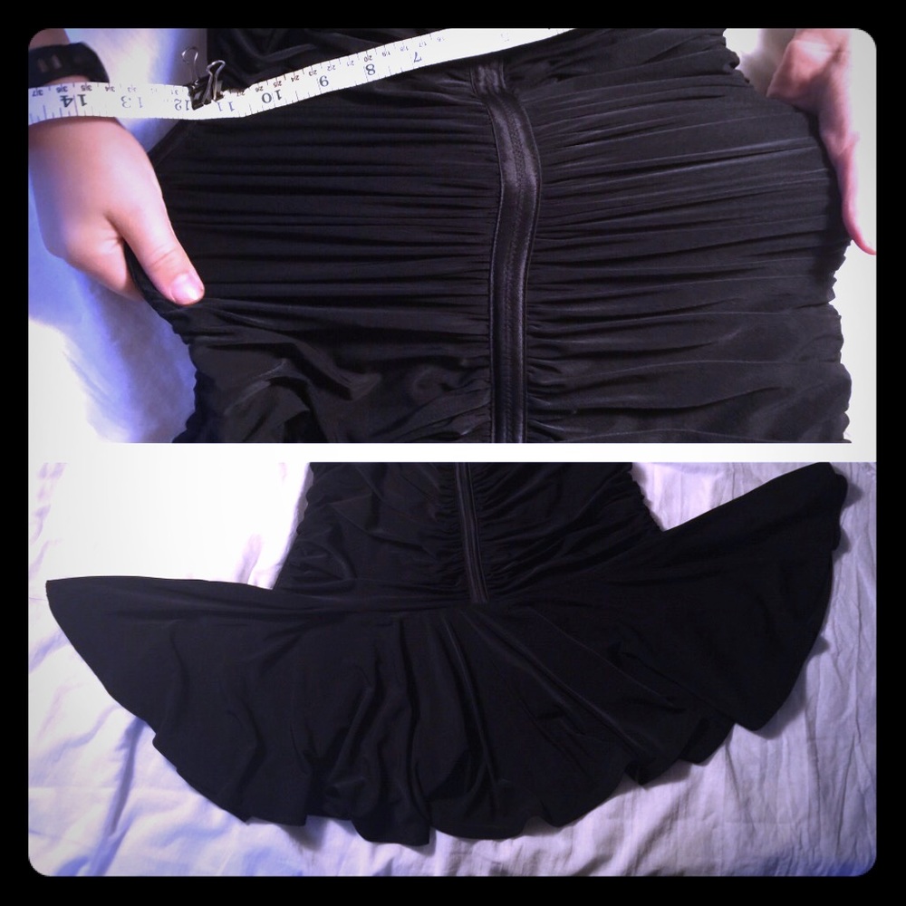 Tadashi black halter bodycon dress w/flirty bottom - Picture 5 of 6