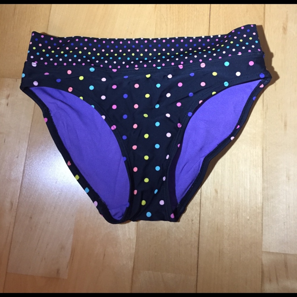 Black polka dotted bikini bottoms