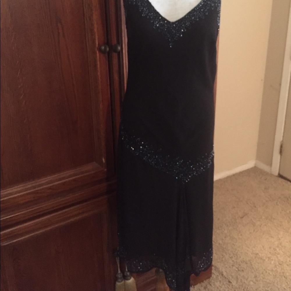 Jkara Beaded Asymmetrical evening dress