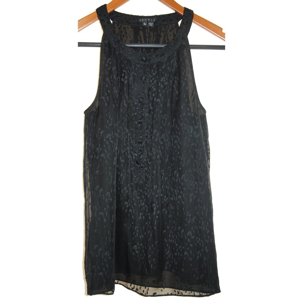 Theory Silk-blend Leopard Print Top, EXCELLENT!