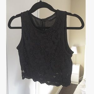 missguided floral crochet crop top black lace