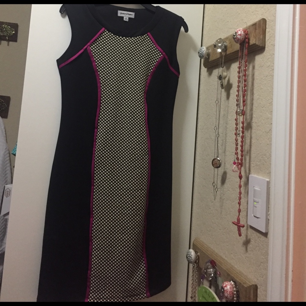 Black, Fuchsia and white sheath dress