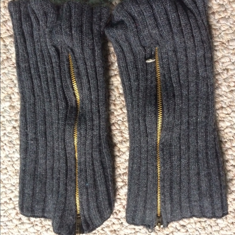 gray leg warmers with zipper