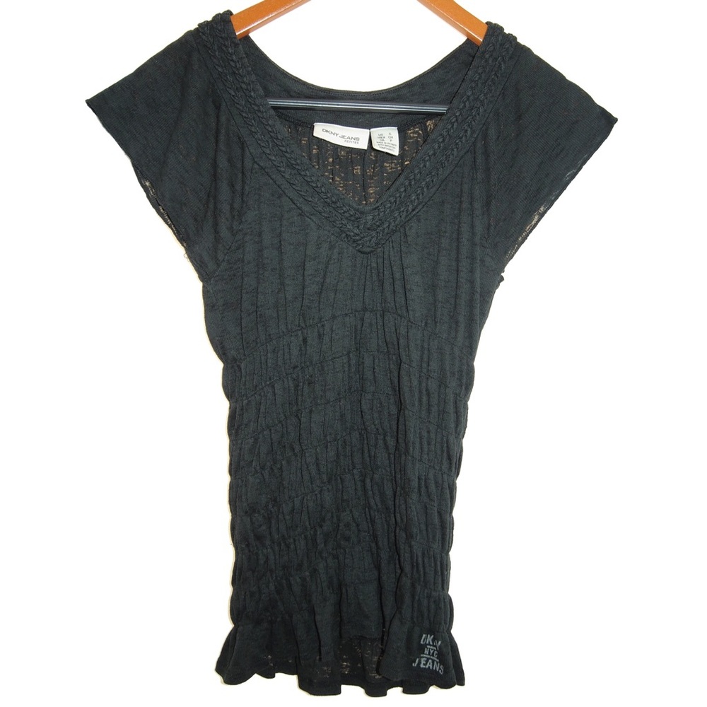 DKNY Jeans Petite Black Fitted Top, EXCELLENT!