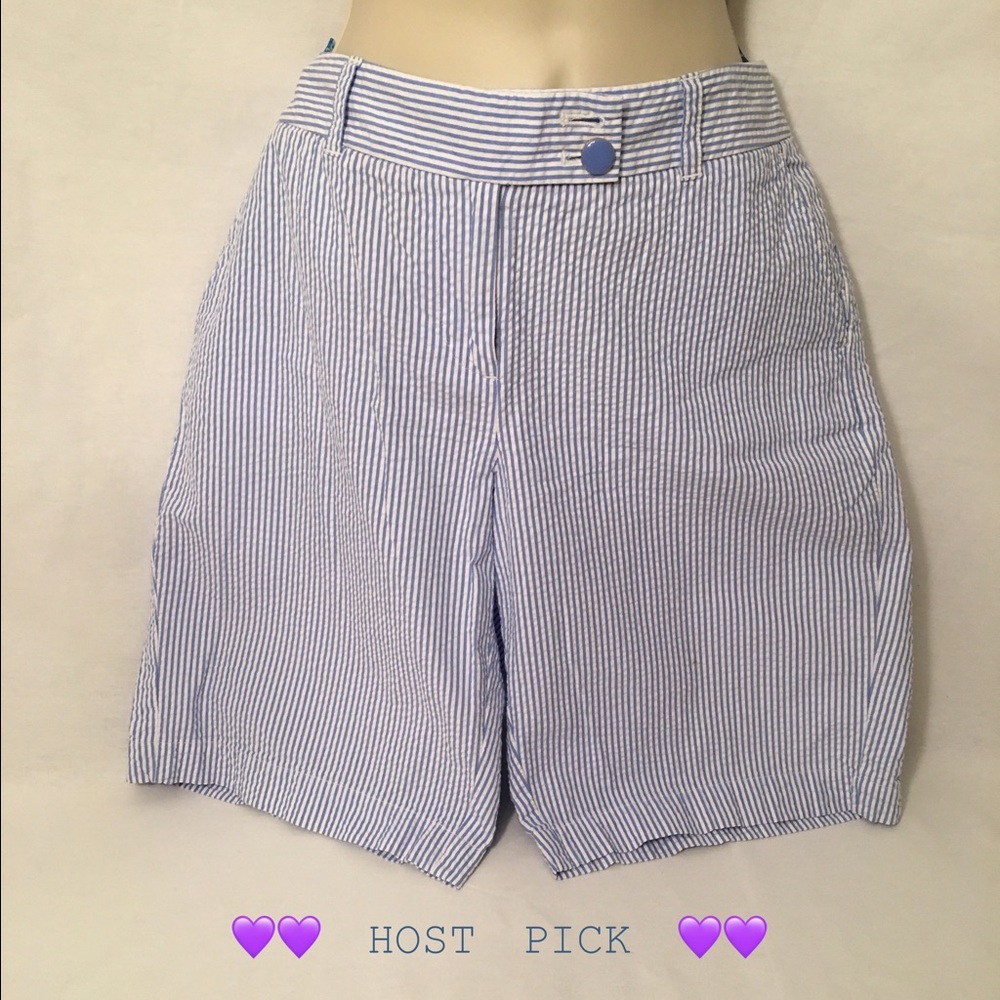 Women's Light Blue Striped Shorts