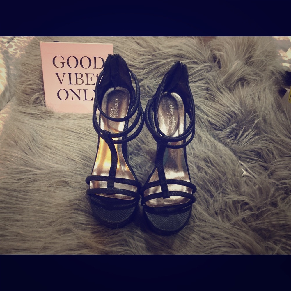 Black high wedges