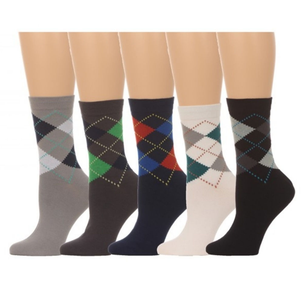 Argyle Crew Dress Socks For Men ( 5 pair)