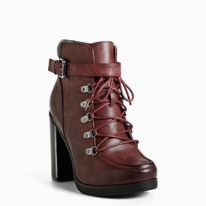 Lace Up Combat Metal Heel Boots (Wide Width)