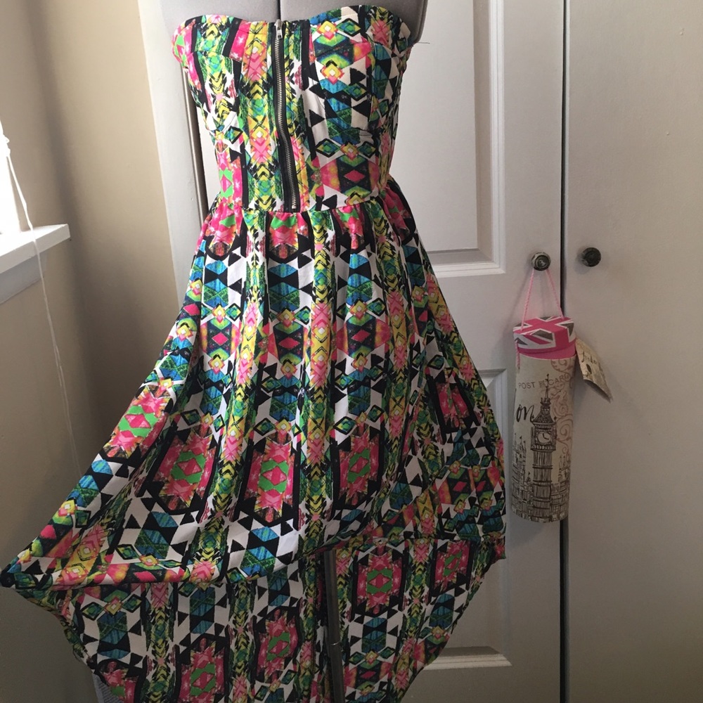 Strapless Spring High-Low Dress