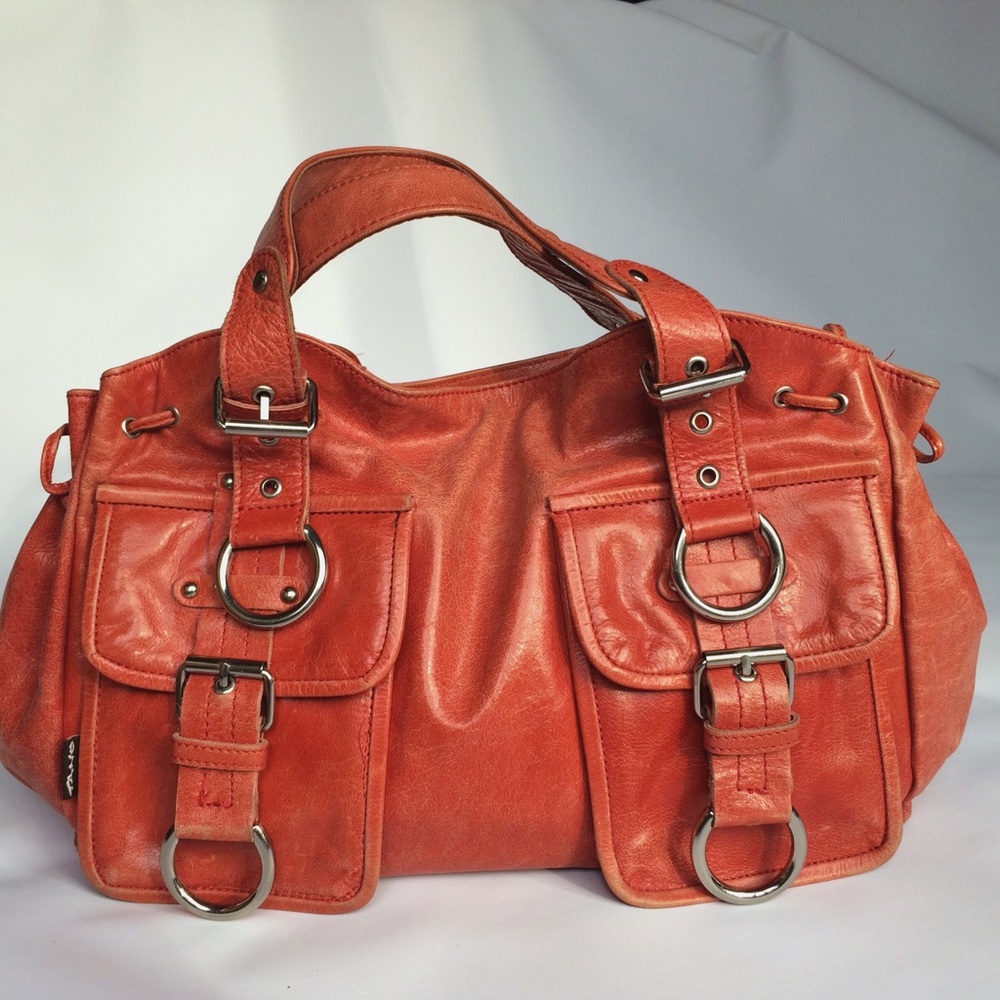 💥SOLD💥Gorgeous Large Orange Leather Tote Shopper