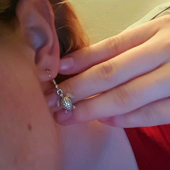 Silver Turtle Earrings - Picture 2 of 2