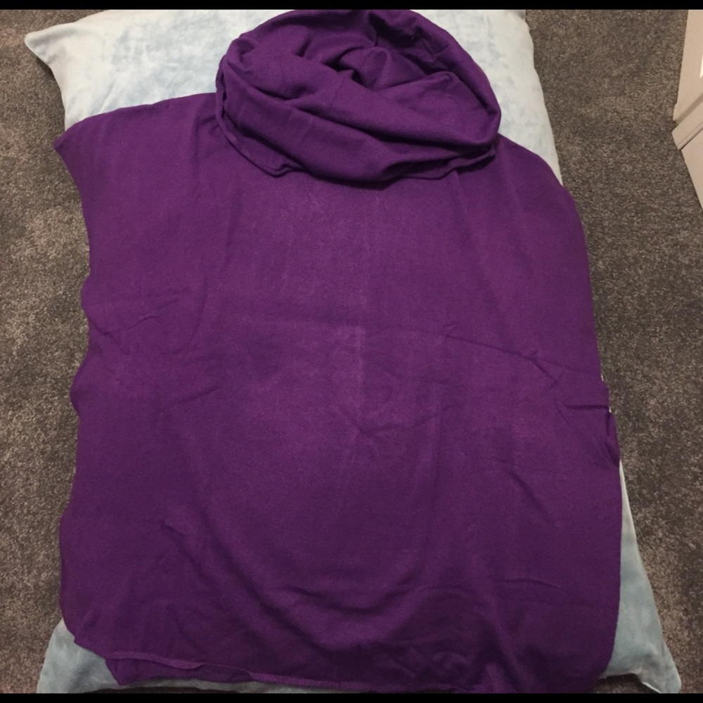 Bright purple poncho- get ready for chilly nights!