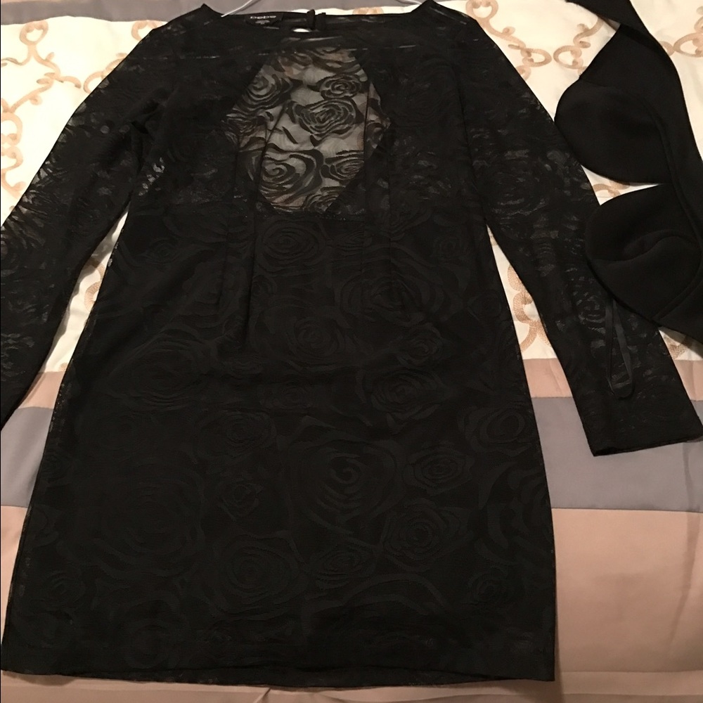 Black see through mini dress