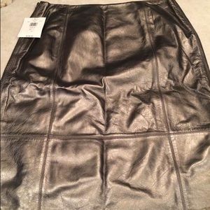 Identity Lord & Taylor Leather Skirt, Gold Color