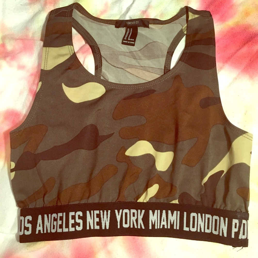 FOREVER 21 CAMO PRINT WORLD DOLLS KILL CROP TOP