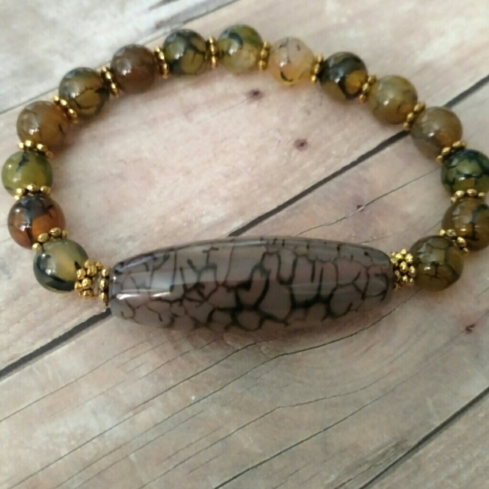 Awesome dragon veins agate gemstone bracelet