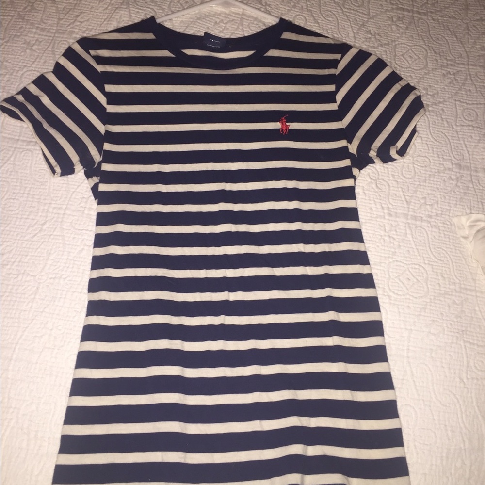 Navy and white striped Ralph Lauren Polo top